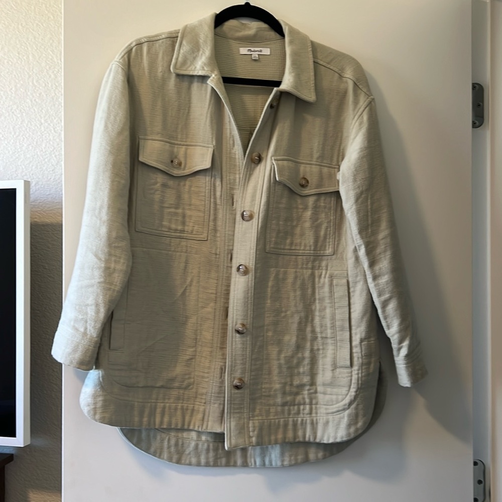 Madewell Shacket, 100% Cotton. Pastel green. Size XXS
